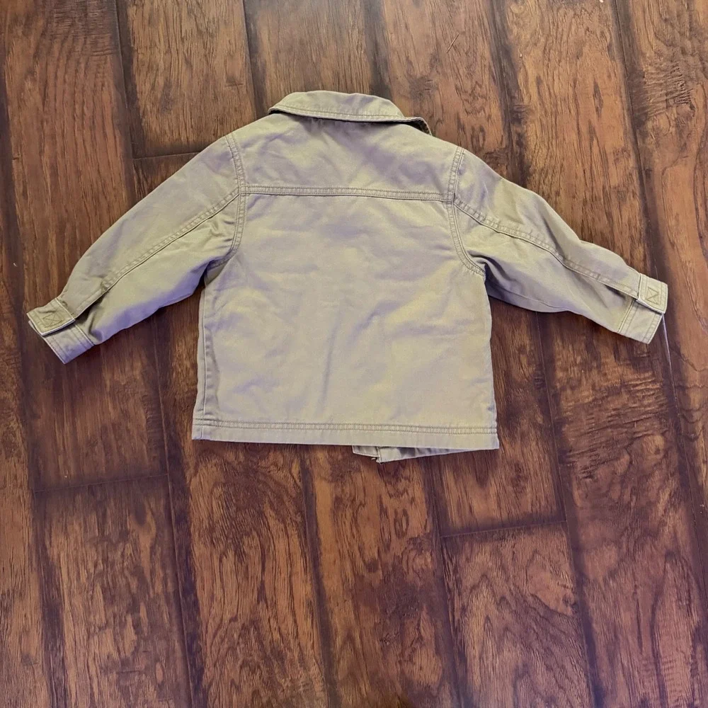 Gymboree Toddler Tan Zip Utility Jacket 2T-3T Cotton‎ Military Style Kids Coat